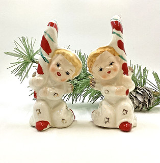 Vintage Rare Christmas Angels Candy Canes Salt and Pepper Shakers Made in Japan