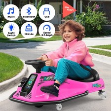 Pink 24V Power Battery Kid Ride On Drifting Go Kart Electric Car Music,Bluetooth
