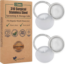 Mason Jar Sprouting Lids - 316 Surgical Stainless Steel Sprouting Lids for Regul