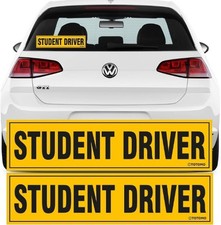 Student Driver Sticker for Car- Large 12x3 Adhesive Reflective Vehicle Safety Si