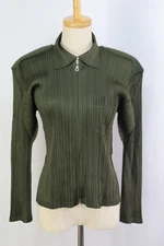 PLEATS PLEASE Green Zip Front Jacket ISSEY MIYAKE 170 9025