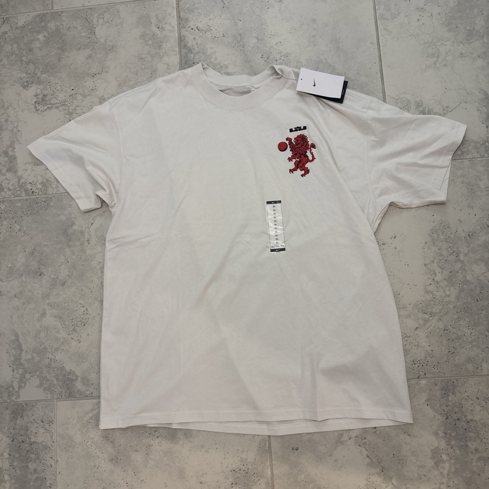 Nike LeBron Max90 Phantom Basketball Tee Ivory Loose Fit Men XL FN0805-030