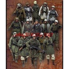 15pcs 1/35 Figures Resin Model Kit Winter German Soldiers Infantry WW2 Unpainted