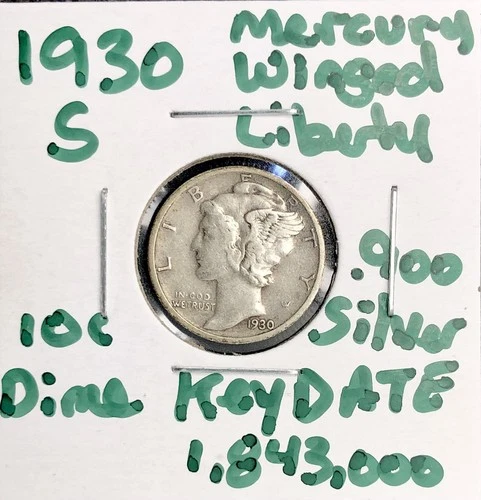 Photo of a 1930-S Mercury Dime from an eBay listing that sold on Jul 23, 2026