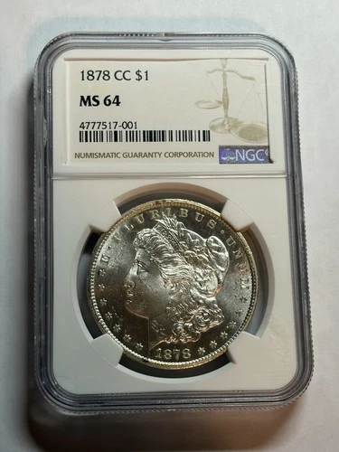 1878 CC Morgan Silver Dollar NGC MS64 Blast White Tough Date CC