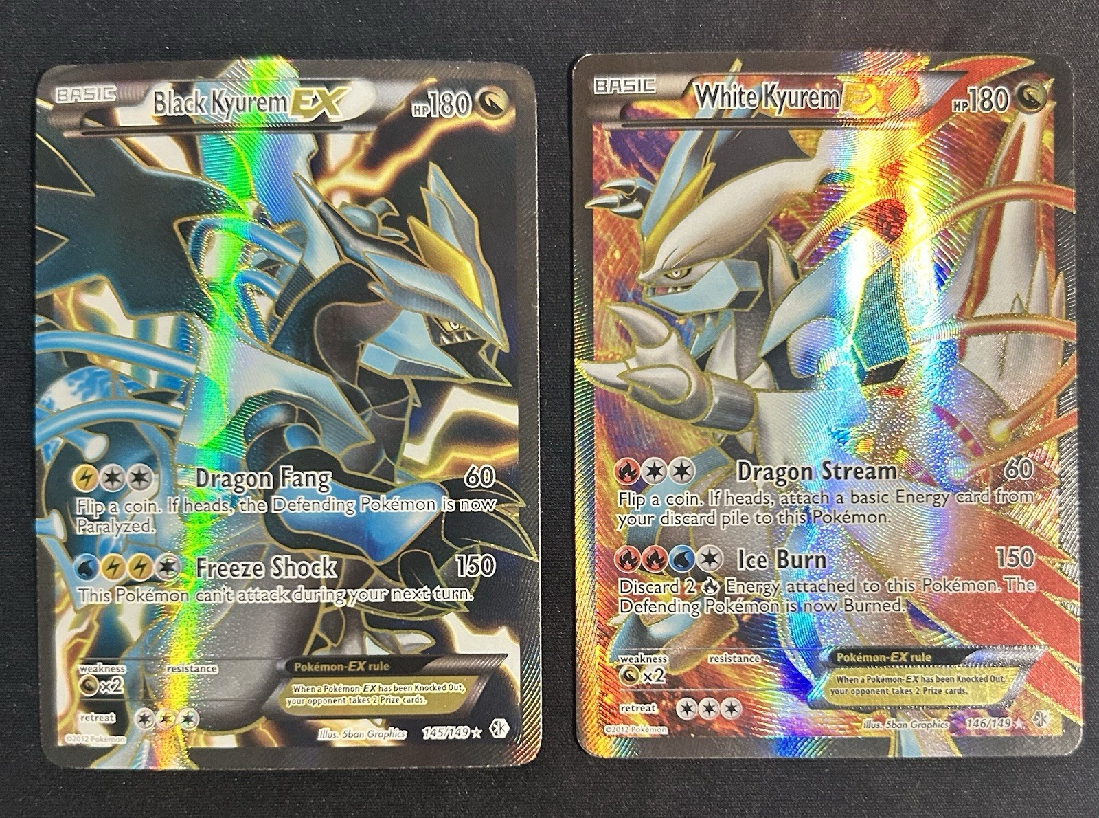 Black Kyurem EX 145/149 & White Kyurem EX 146/149 Boundaries Crossed PAIR MP