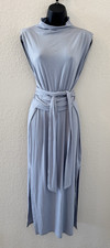 Modern Citizen Eden Blue Tie Front Maxi Dress S Sleeveless Mock Neck Capsule
