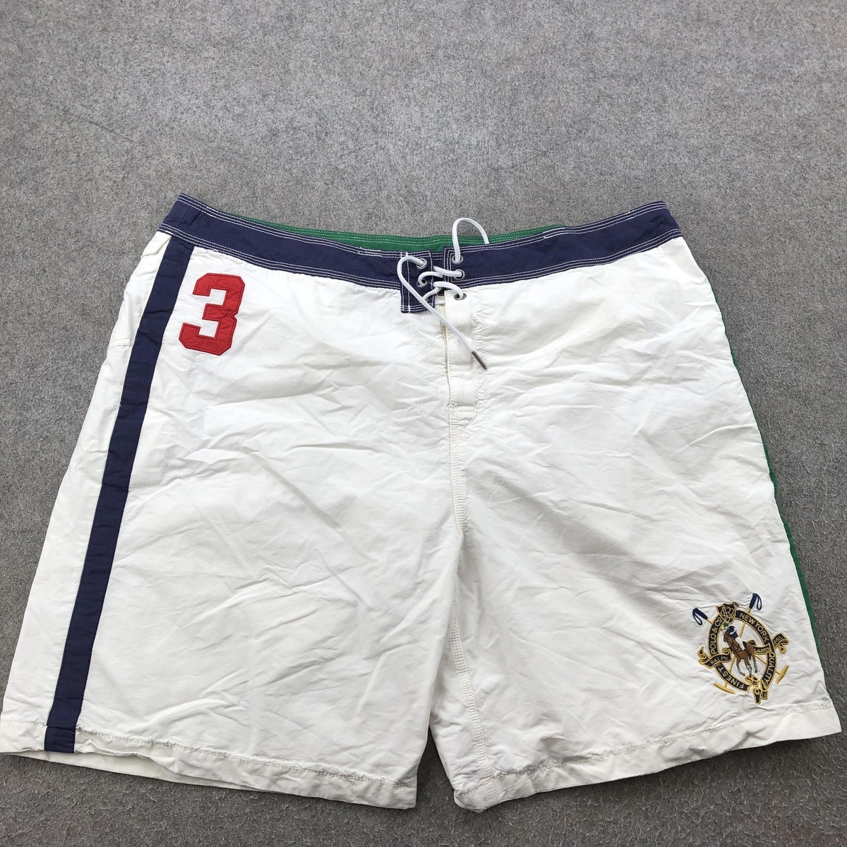 Polo Ralph Lauren Shorts Mens 42 White Board Swim Trunks