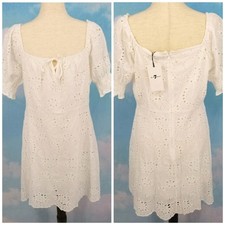 7 For All Mankind White Eyelet Mini Dress - Large NWT