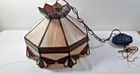 Vintage 15" Tiffany Style Stained Glass Hanging Lamp