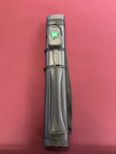 USED McDermott Pool Cue Case 2x4 Black Vinyl w Green Clover