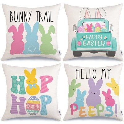 GEEORY Easter Pillow Covers 18x18 Set of 4 18'' x (Pack 4), Multicolor