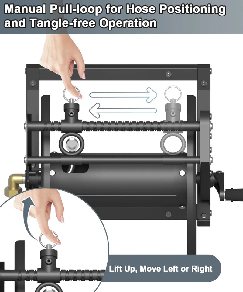 Carretel de mangueira de jardim alternativo montado na parede com guia de mangueira, resistente ao ar livre... - Imagem 3 de 4