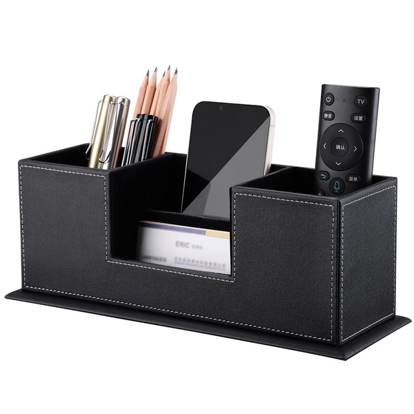 Schreibtisch Organisation Stiftehalter Stiftebox StifteköCher Leder Schwarz 29Cm-image