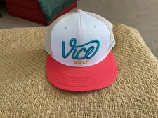 Vice Golf Crew Cap Beige Teal Salmon SnapBack Adjustable Golf Hat BRAND NEW