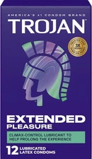 TROJAN EXTENDED PLEASURE Climax Control Extended Pleasure Condoms, 12 Count