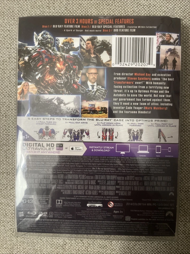 Tranformers Age of Extinction Limited Edition 3 Disc Blu-ray/ Optimus Prime Case - Image 2 of 4