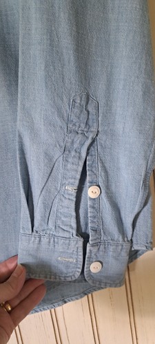 Polo Ralph Lauren Blue Denim Indigo Chambray Long Sleeve Dungaree Work Shirt L - Picture 3 of 8