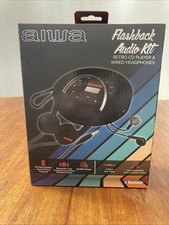 Aiwa Flashback Wireless Kit Retro CD Player Wireless Headphones Brand New Black
