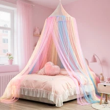 Rainbow Dome Mosquito Net Canopy Hanging Mesh Bed Tent for Various Room Decor
