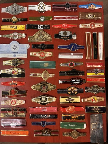 Big Lot Of 55 Different Cigar Bands Rings Labels