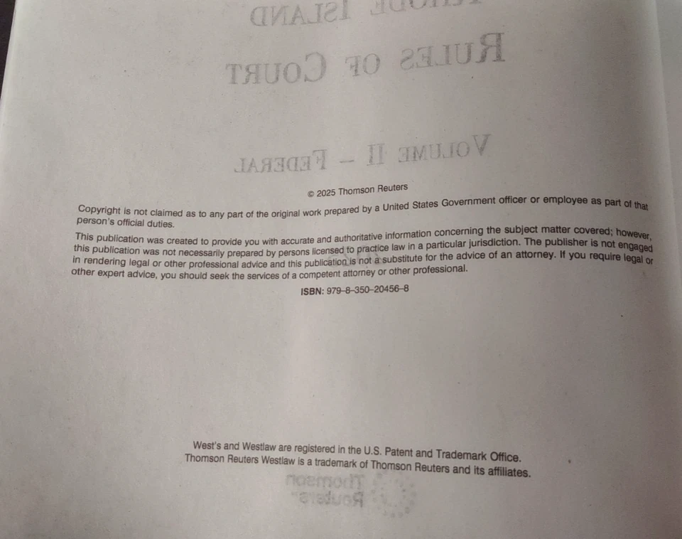 Rhode Island Rules of Court Vol. II Federal 2025 Paperback - Image 2 of 4