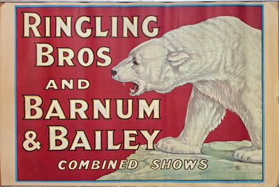 Vintage Ringling Bros and Barnum & Bailey Combined Shows Poster P-109~24¾ x 16½