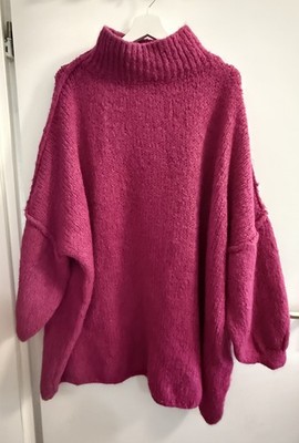 HLTS Oversized Strickpullover Stehkragen flauschiger Grobstrick Plus Size curvy
