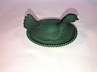 Fenton Green Hen On A Basket Glass Trinket Bowl Mint