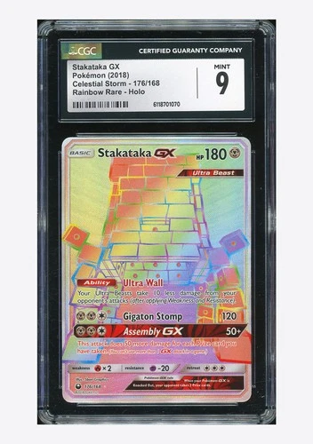 Pokemon CGC 9 Stakataka GX Secret Rare 2018 176/168 Celestial Storm English