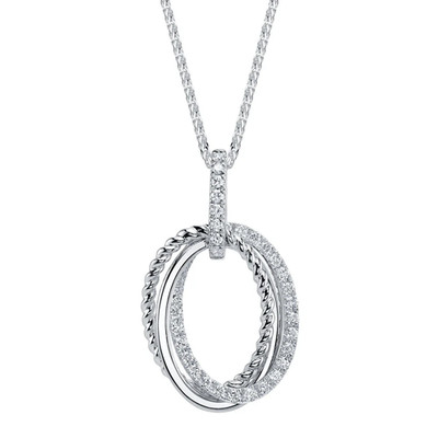 Diamant Oval Ring Collier 14K Weißgold Zertifiziert Natürlich 0,30CT