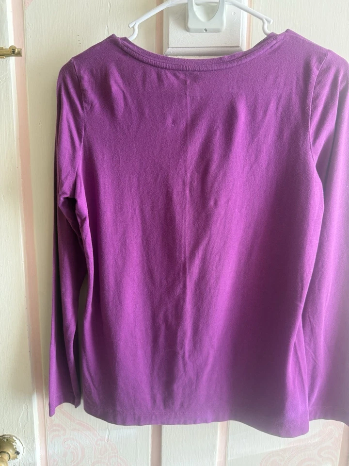 Lands' End Women's Pink Long Sleeve V Neck Top Size S/P - Image 2 of 3