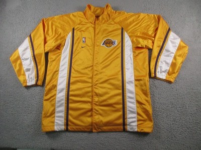 Los Angeles Lakers Shirt Mens XL Yellow White Vintage Nike Warmup Shiny Dazzle