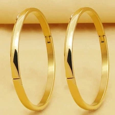 2 PcSet 14k Yellow Gold Filled Womens Small 7-1/2" 7.5" Opening Bracelet D780