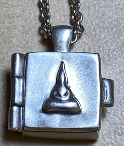 Me & Ro Silver Sitting Prayer Book Locket Necklace 925 Vintage Spiritual Pendant