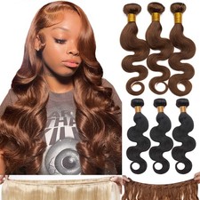 Sew In Hair Extensions Russian Weft Human Hair Thick Wavy Black Blonde 8"-30" US