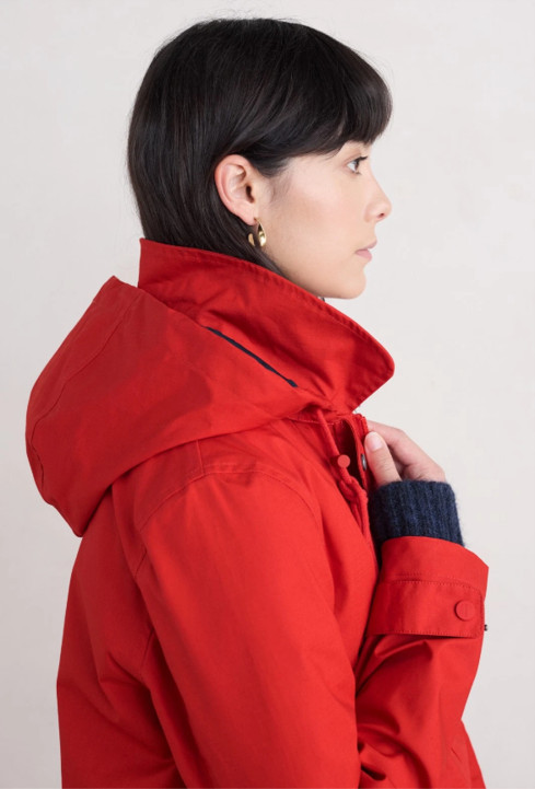 Seasalt Red Cloudburst Waterproof Mac TALL 10 Tomato Colour Pop for Dreary Days! image 4