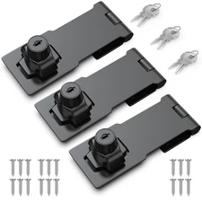 Keyed Hasp Lock 3 Pack 4-Inch Twist Knob Design for Cabinets Small Doors