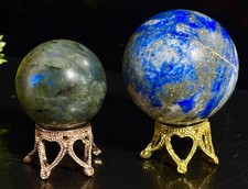Lapis Lazuli Crystal Ball Sphere & Labradorite Crystal Ball Sphere Set Of 2