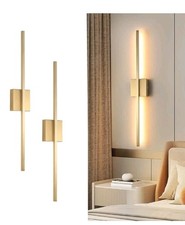 Wall Sconces Set of Two, LED Dimmable Sconces Wall Lighting, Brushed Gold Modern