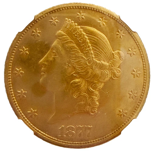 1877 CC $20 US Gold Double Eagle AU Details NGC