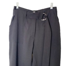 New Guess Women s Size M Jet Black Dress Pants KAYCEE D- RING PANT Elastic Hem