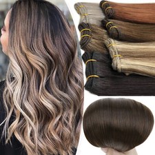 Weft Human Hair Extensions Sew In Blonde Remy Russian Straight Hair Thick 100g