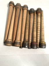 Wood Bobbins Wood Quills Factory Reclaimed 8" METAL TOP, and 8.75", lot of 10