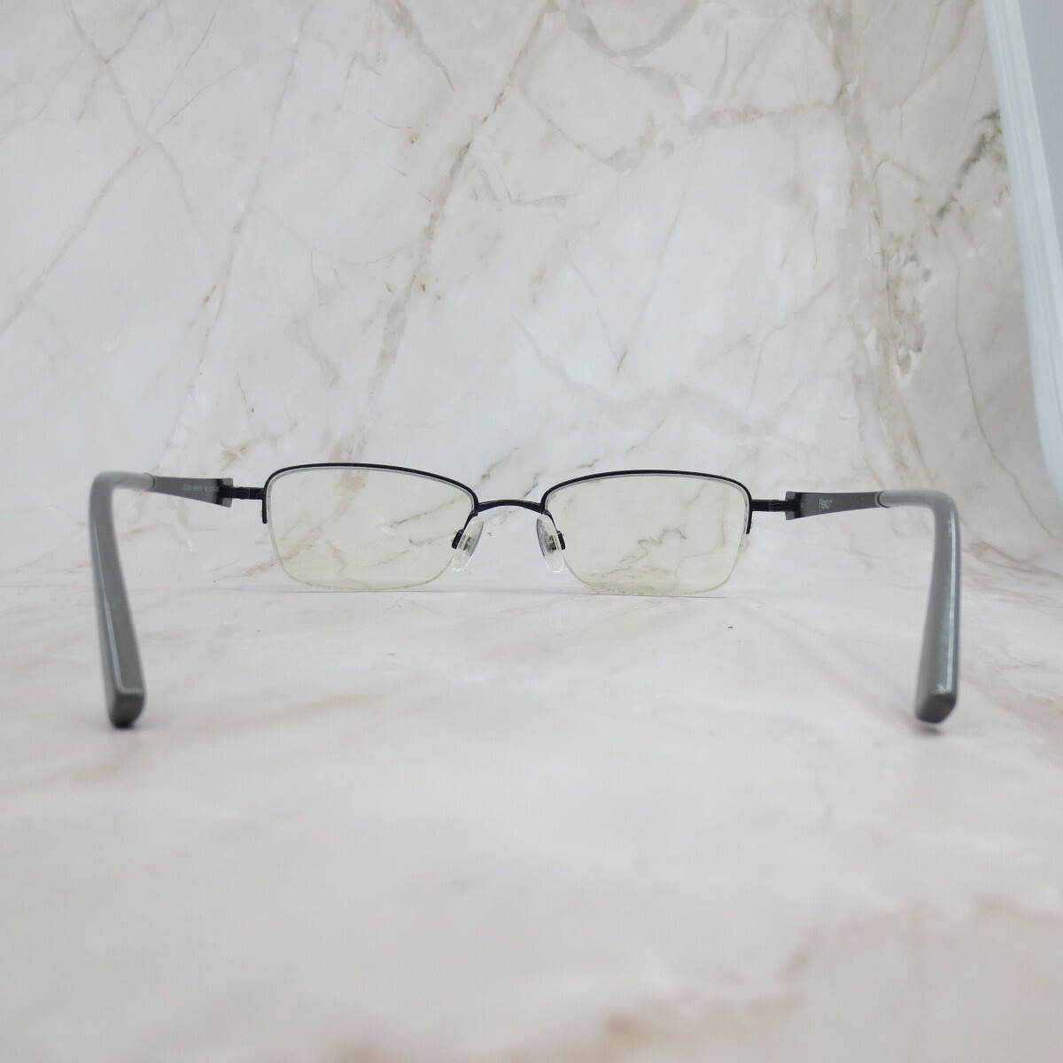 Flexon 412 Hepburn Navy Blue Gray Eyeglasses Frames Rectangle Half Rim Flexon Washington 600 412 Eyeglasses Men main image 2