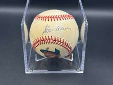 Vintage Hank Aaron Signed National League White Portrait Baseball 🔥 Beckett COA