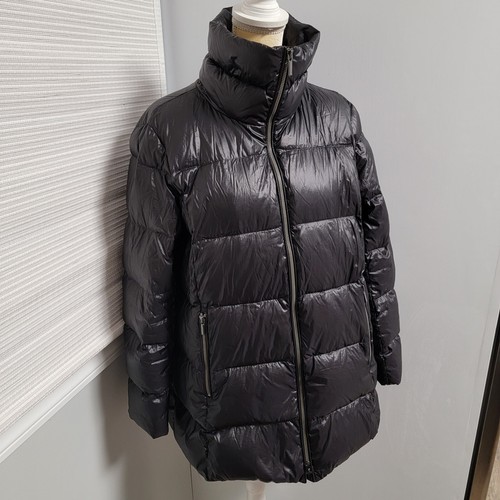 Lands End Mid Length Down Filled Coat Black Puffer Sz L/P 14-16 Zip Up NWOT - Picture 4 of 12
