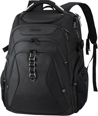 XXXL Travel Laptop Backpack with RFID Pockets - Water-Repellent & Stylish Black