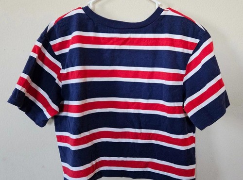 VANS Women's Striped Cropped Tee - Red, Navy & White Size Medium - Picture 2 of 7
