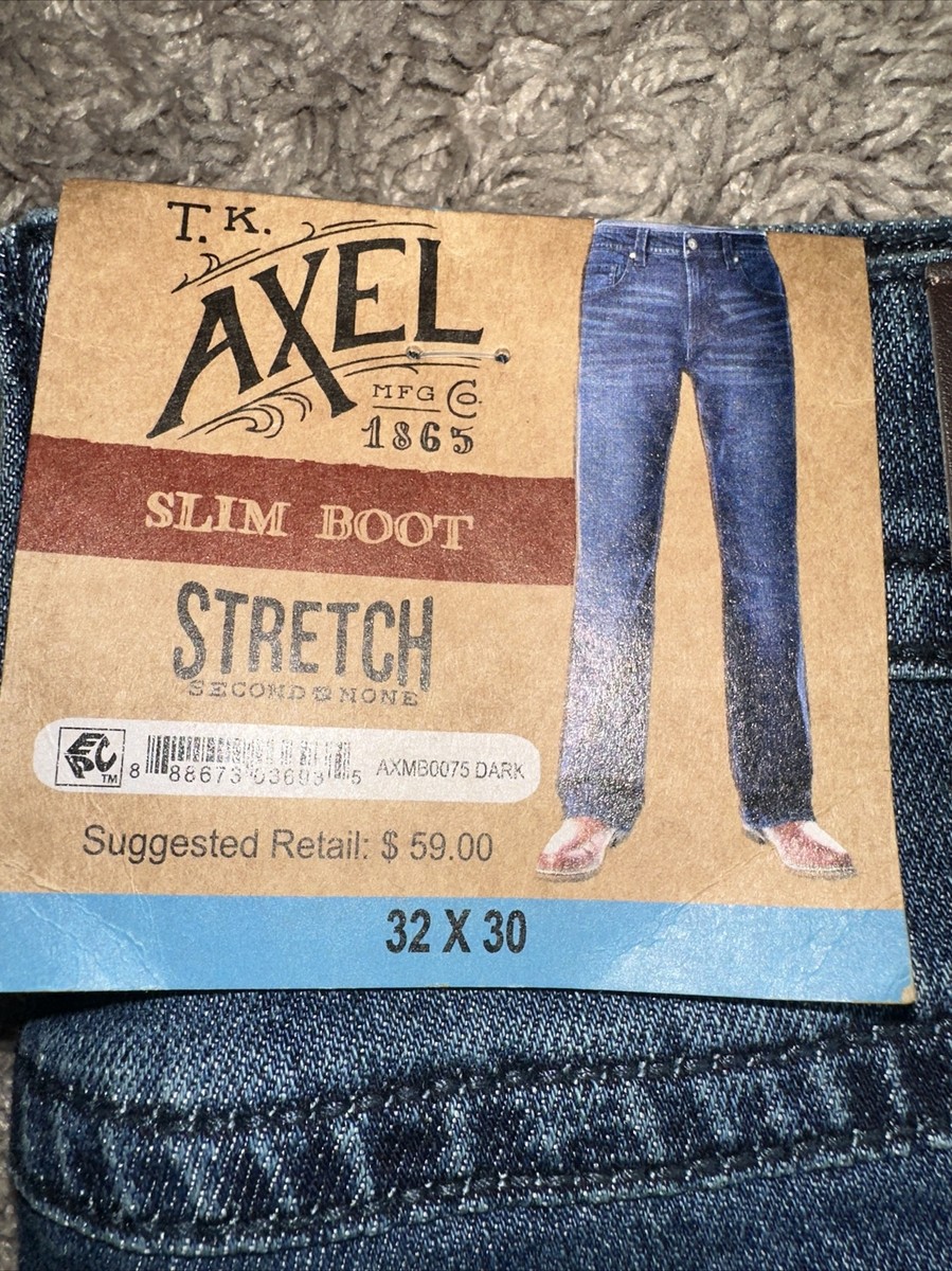 rock san専用 NEW Men's Axel Dark Blue Slim Boot Cut Jeans Size 32 x 30 Stretch
